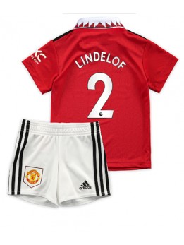 Manchester United Victor Lindelof #2 Heimtrikotsatz für Kinder 2022-23 Kurzarm (+ Kurze Hosen)